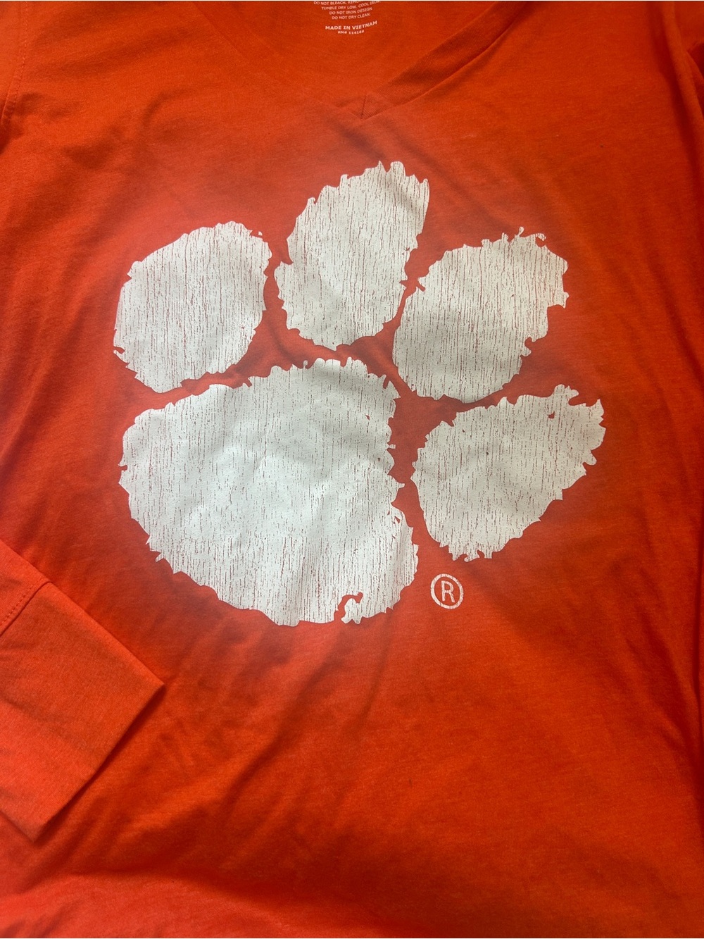 Colosseum Orange Long-Sleeve V-Neck with White Paw Graphic - Picture 4 of 6